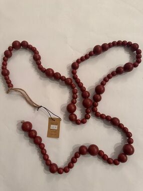 Deep Res  Wooden Bead Garland.  Beautiful for Christmas or other. 67 inches